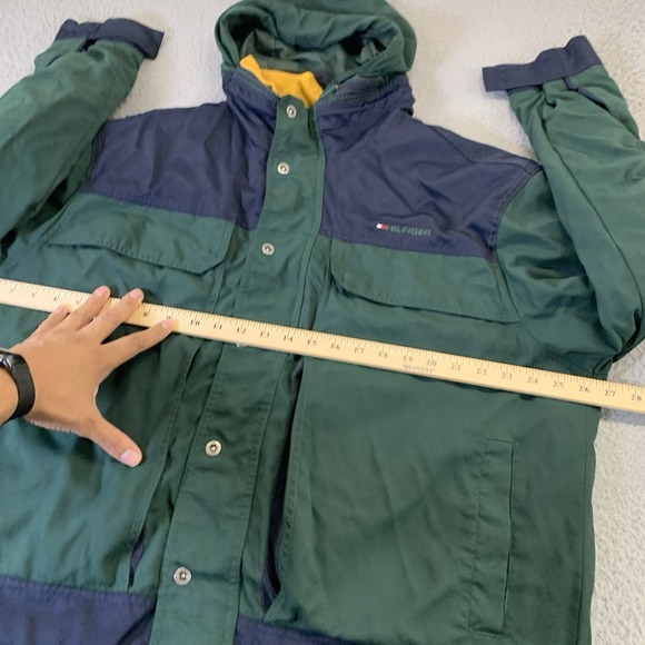 Tommy Hilfiger Jacket Mens XL Fleece Lined Hooded Snap Zip Cargo Pockets FLAWS - Picture 8 of 14